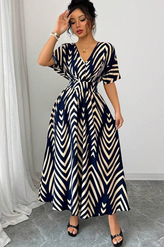 CWDMD6174_SUMMER NEW WAIST TEMPERAMENT TWILL DRESS