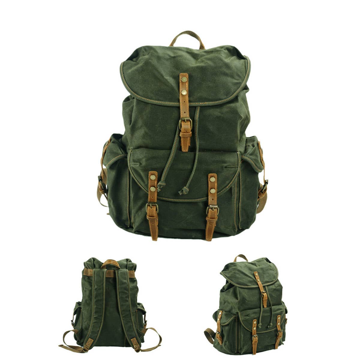 Vintage Waxed Canvas Travel Backpack for Men_CWAB5548