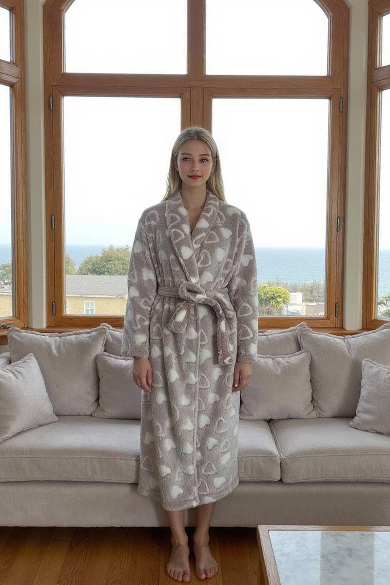 CWSPJ0423_FLANNEL BELTED LOOSE LOUNGEWEAR ROBE