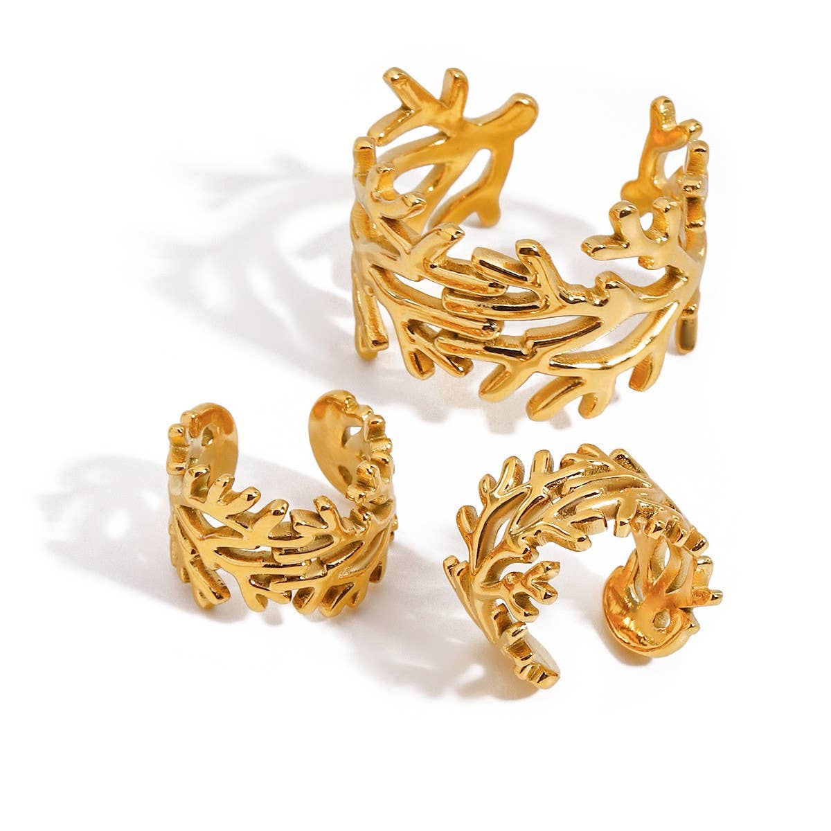Vintage 18K Gold Hammered Branch Cuff Bracelet
