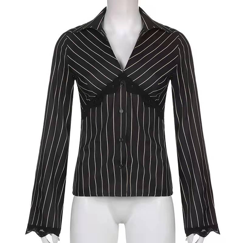 CWTSTL2404_STREET HOTTIE VINTAGE STRIPED LACE PATCHWORK TOP