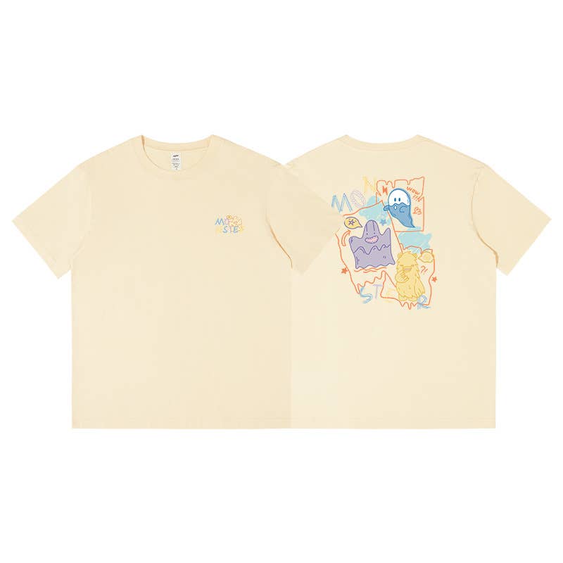 CWTTS0939_ALPHABET ANIMAL PRINT ROUND NECK CASUAL T SHIRT