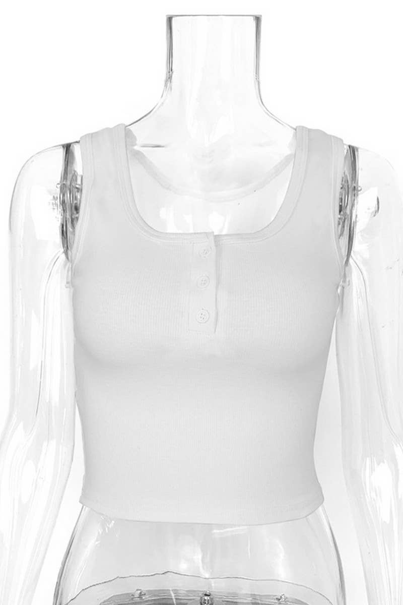 CWTTK0814_RIBBED U-NECK BUTTON CROPPED SLEEVELESS TANK TOP