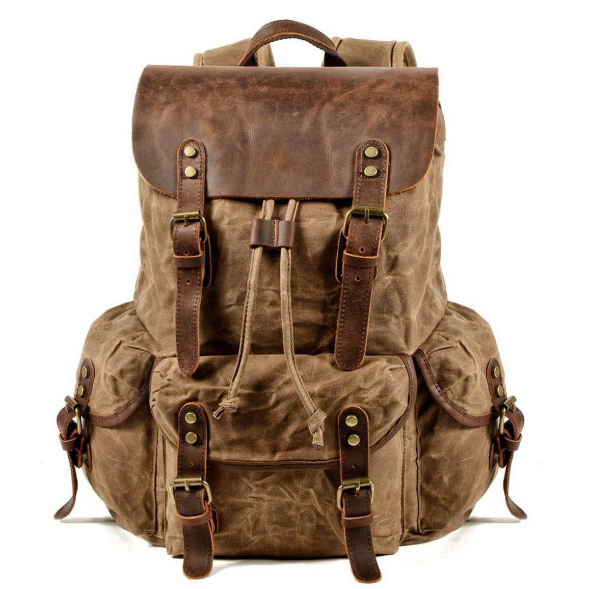 Vintage Waxed Canvas Drawstring Backpack_CWAB5519
