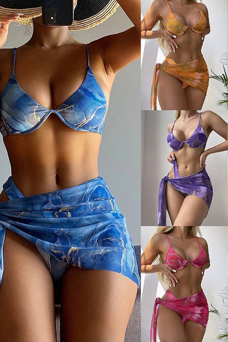 CWMW0800_MARBLE PATTERNED WOMEN'S SWIMSUIT