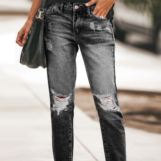 Women?™s Ripped Jeans ??Casual Streetwear Pants_CWJP0609