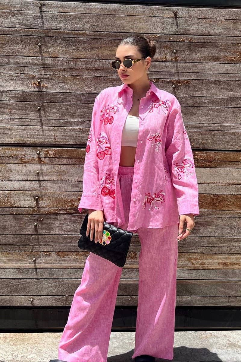 CWSTB1949_EMBROIDERED LONG SLEEVE SHIRT AND PANTS SET