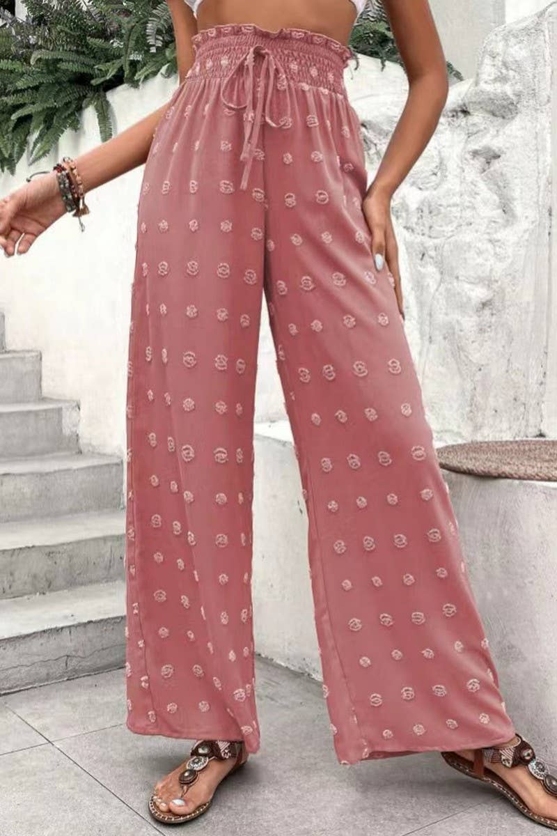 CWBLP1977_HIGH WAIST JACQUARD WIDE LEG LOUNGE PANTS