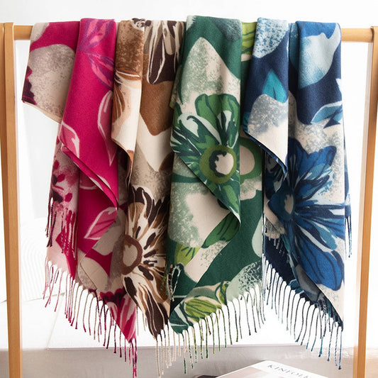 Soft Scarf - Elegant Print Tassel Wrap for Women_CWASC0918