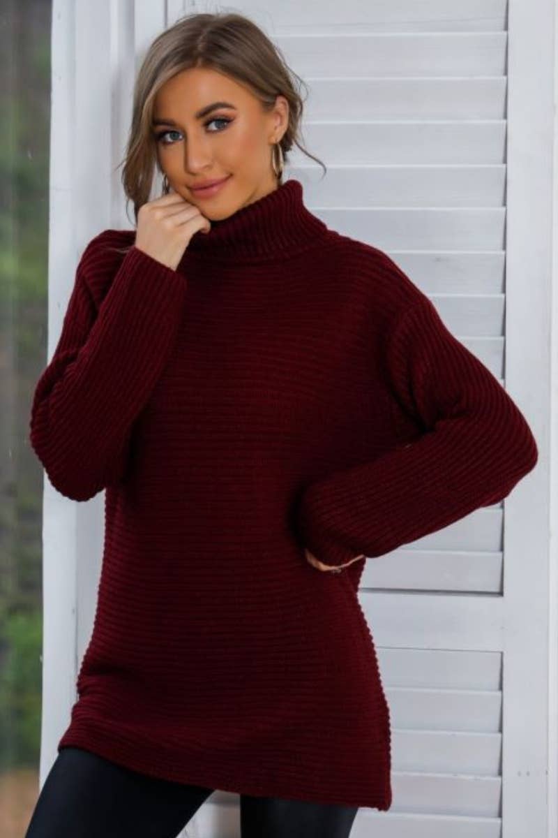 CWOSWL6432_WINTER TURTLENECK LONG SLEEVE SWEATER LONG STYLE