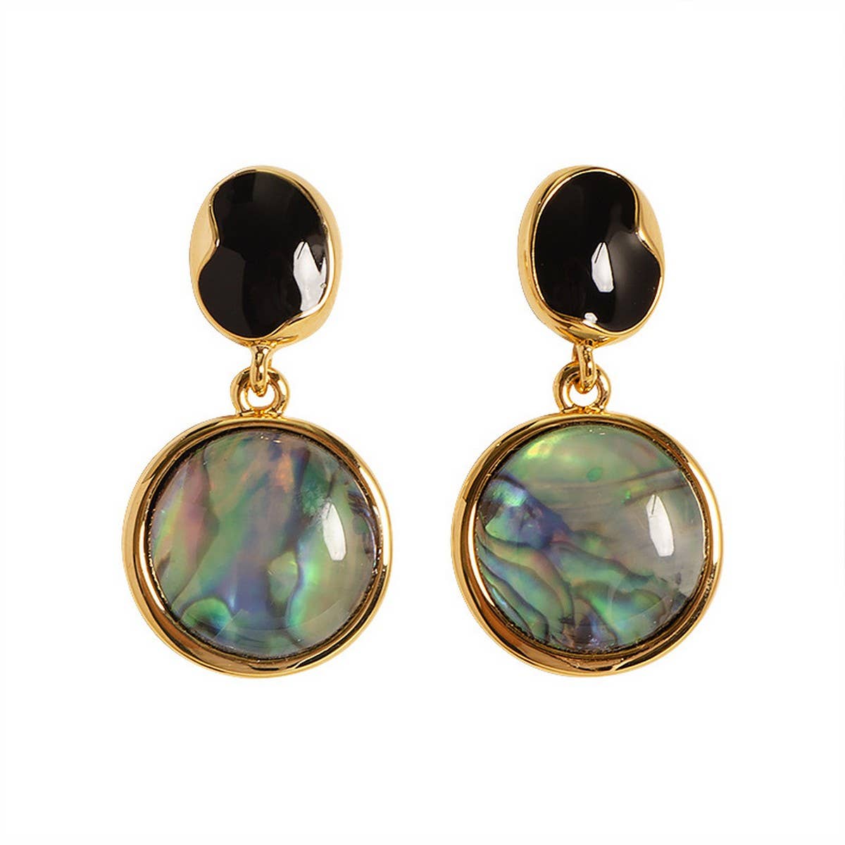 SIMPLE ABALONE EARRINGS SILVER NEEDLE EARRINGS
