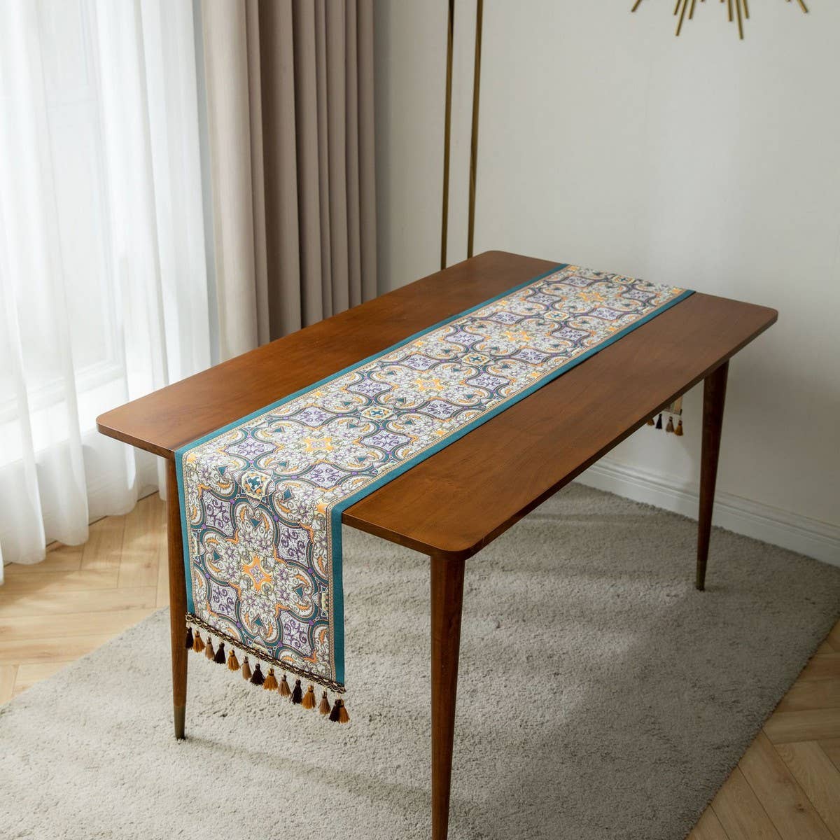 CONTRAST FABRIC FESTIVE TABLECLOTH