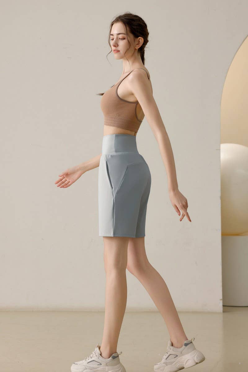 CWBSP0224_HIGH WAISTED YOGA CASUAL SPORTS SHORTS