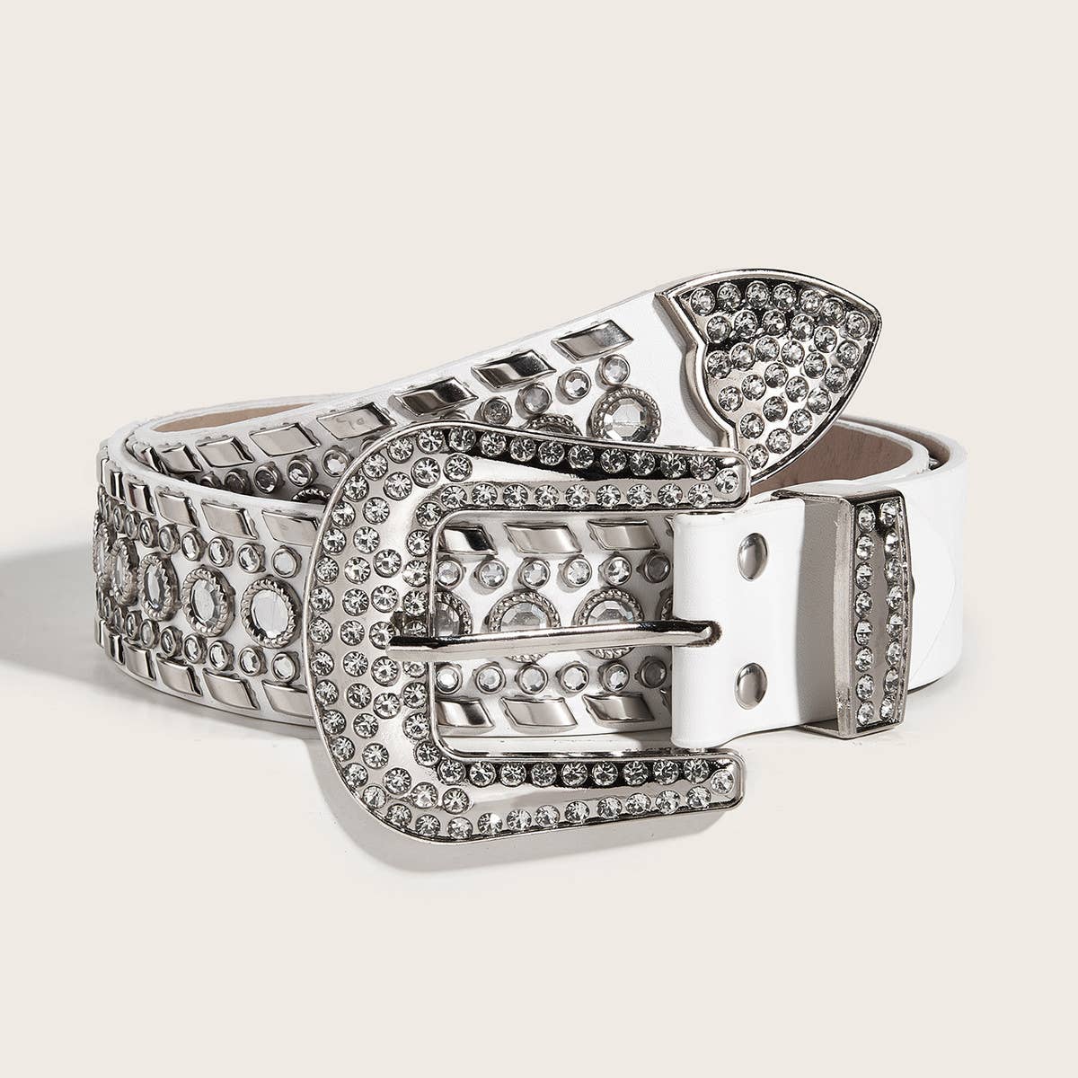 PUNK STYLE RIVET RHINESTONE BELT_CWABE0264