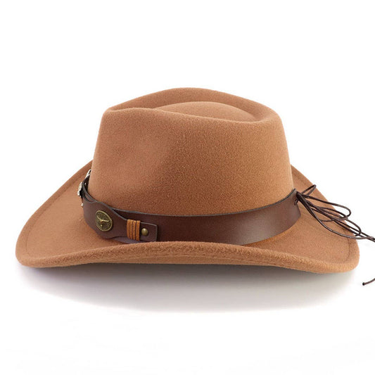 Bull Head Belt Western Cowboy Hat Felt_CWAH1782