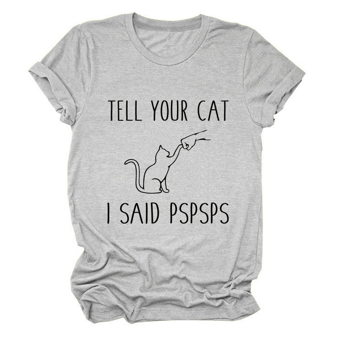 Casual Cat Print Tee ??Women?™s Short Sleeve Top_CWTTS1519