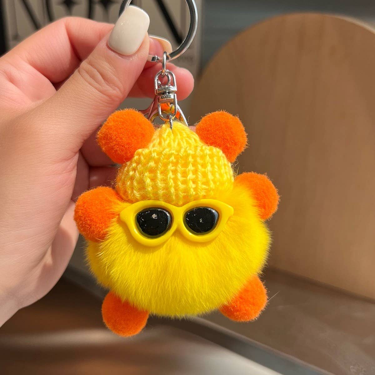CUTE RABBIT FUR BRIQUETTES CAR KEYCHAIN PENDANT