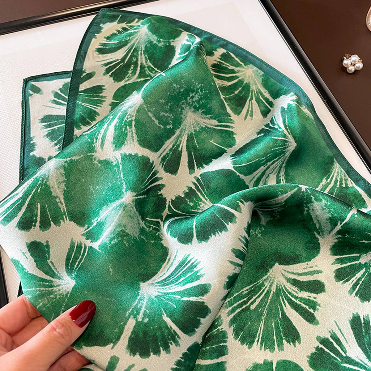 Fresh Green Silk Scarf, Fashionable Neck Wrap