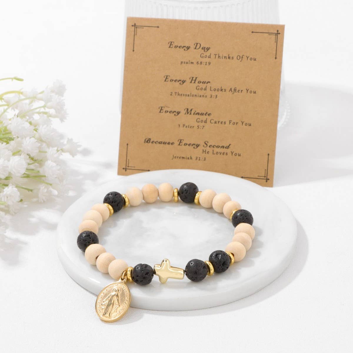 CROSS WOODEN BEADS RETRO SIMPLE BRACELET