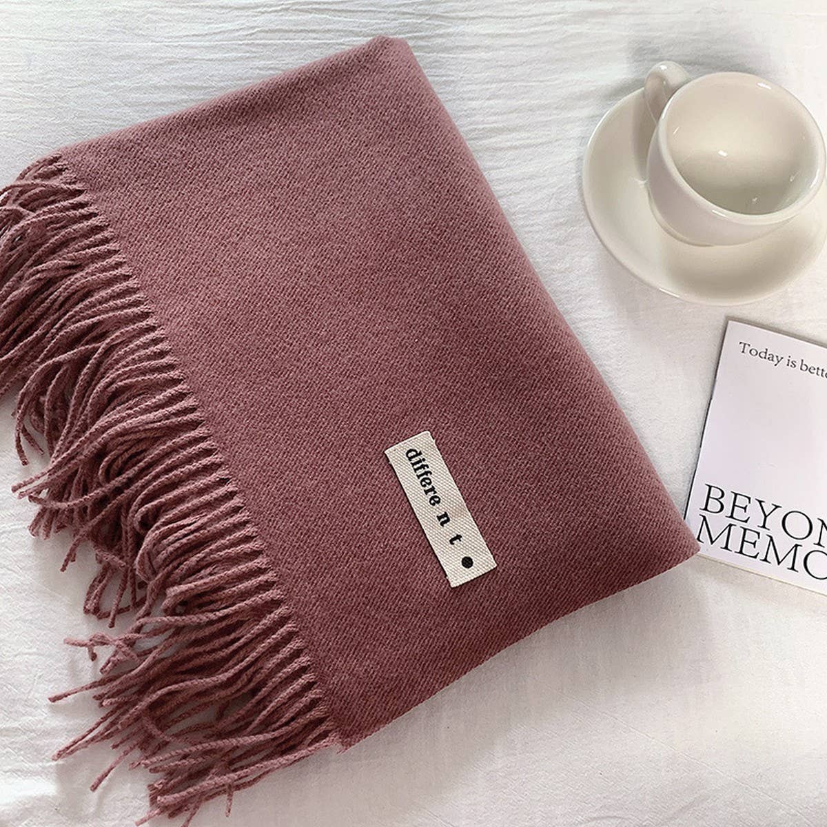 Colorblock Tassel Scarf - Thick Wrap for Students