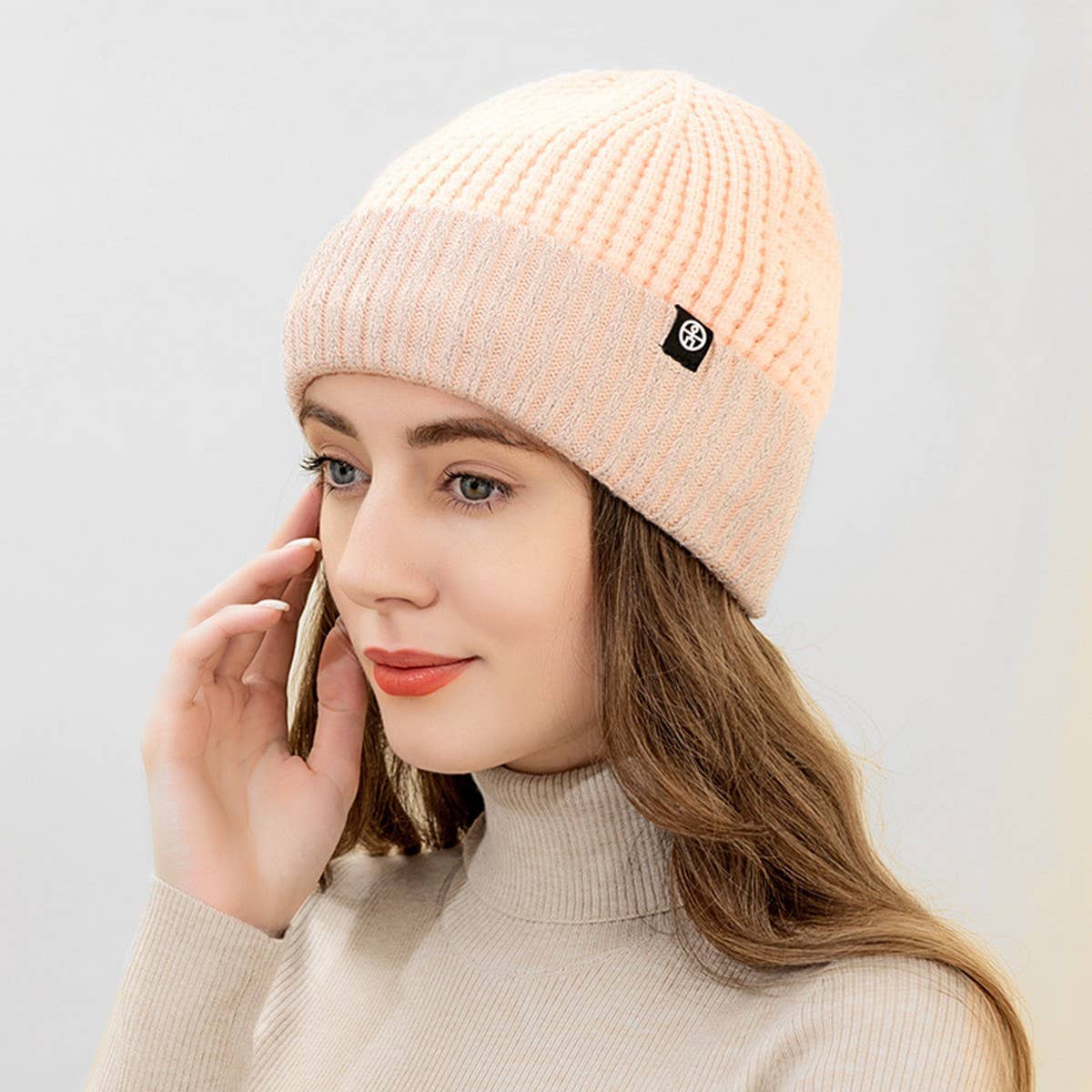 WINTER DOUBLE LAYER FLEECE REFLECTIVE KNITTED HAT_CWAH2458