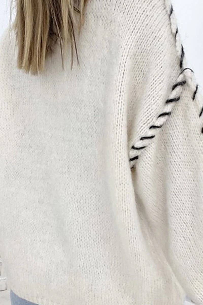 CWOSWL5814_CREW NECK LONG SLEEVE KNIT SWEATER TOP