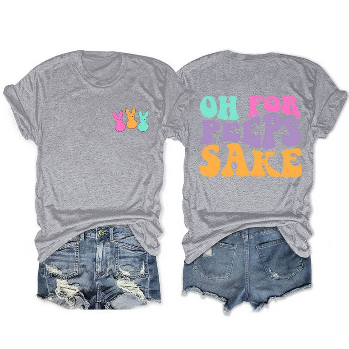 EASTER ALPHABET PRINT ROUND NECK SHORT SLEEVE TEES_CWTTS0809