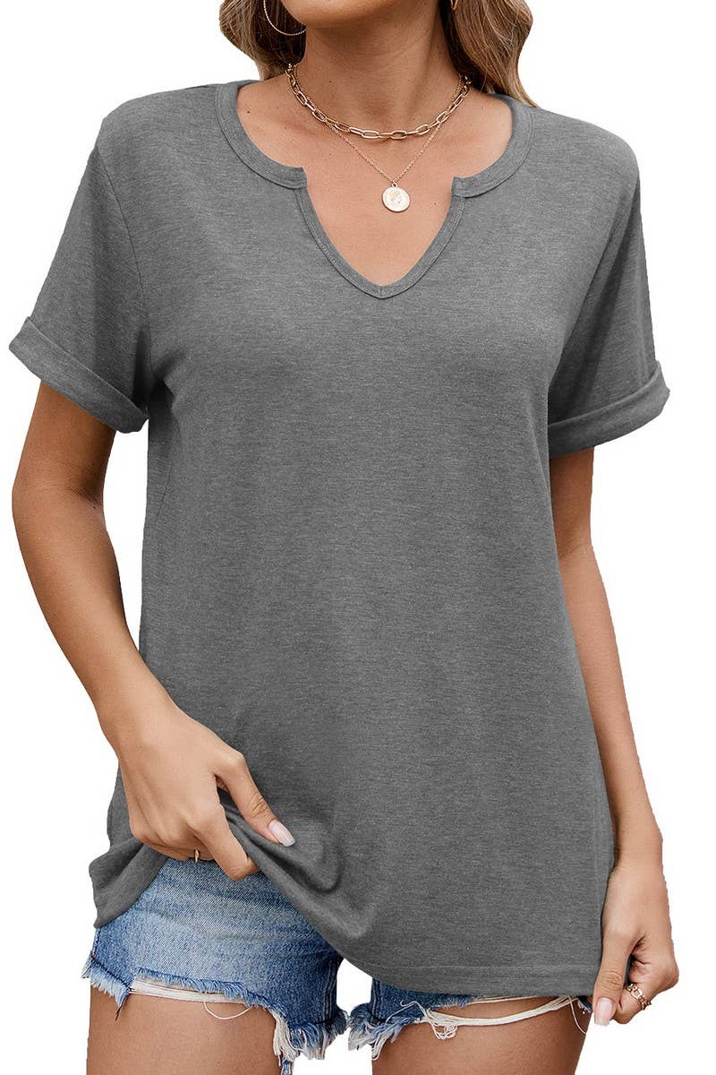 CWTTS1339_SUMMER NEW V-NECK LOOSE SHORT-SLEEVED T-SHIRT