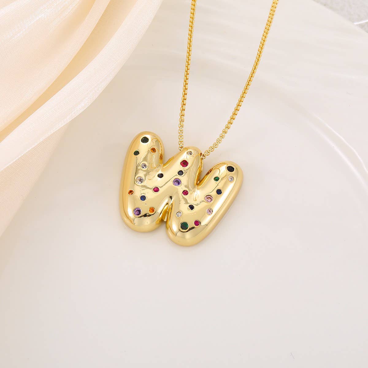 Creative Glossy Colorful Letter Pendant Necklace