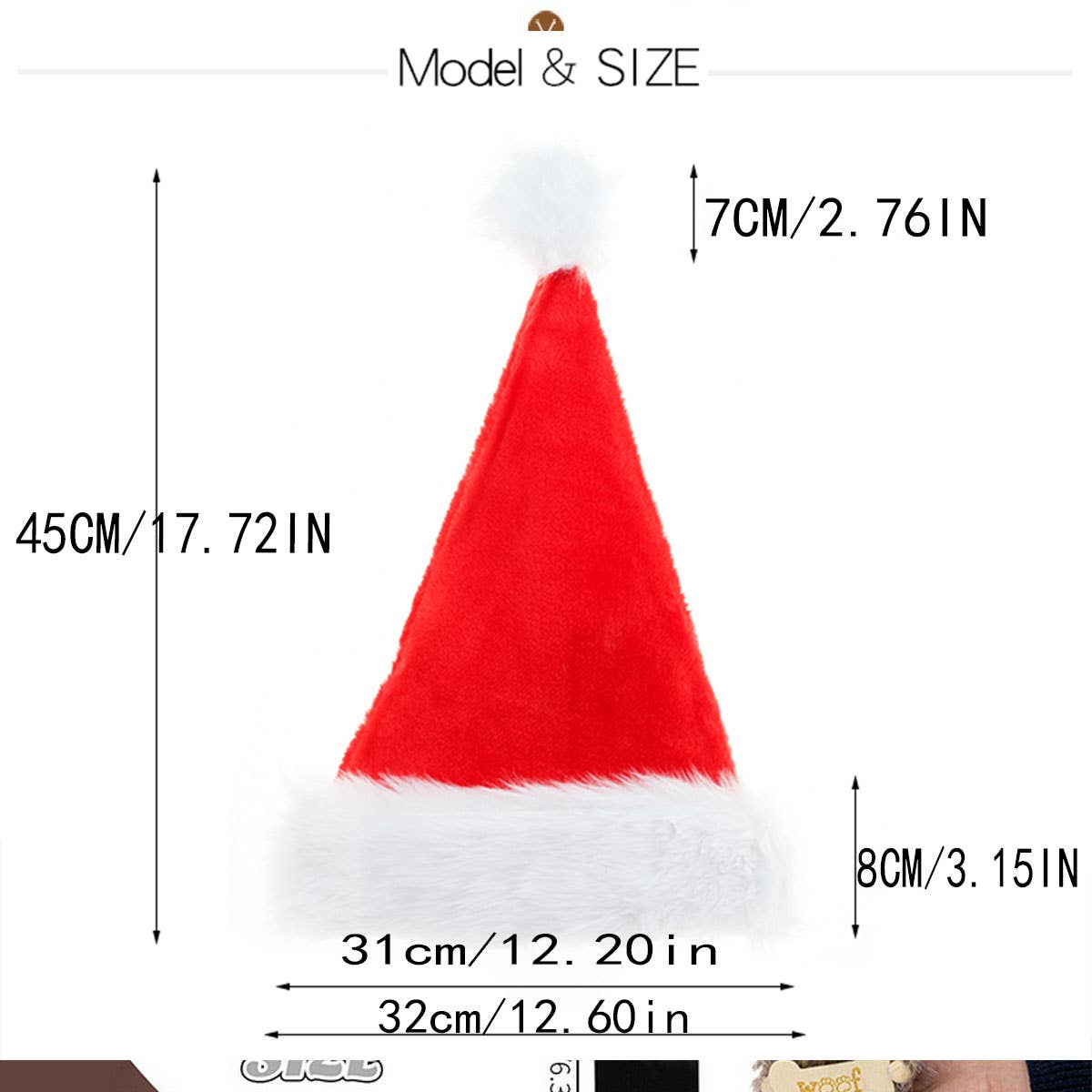 CWMM10350_PLUSH CHRISTMAS SANTA HAT WITH BIG POM POM