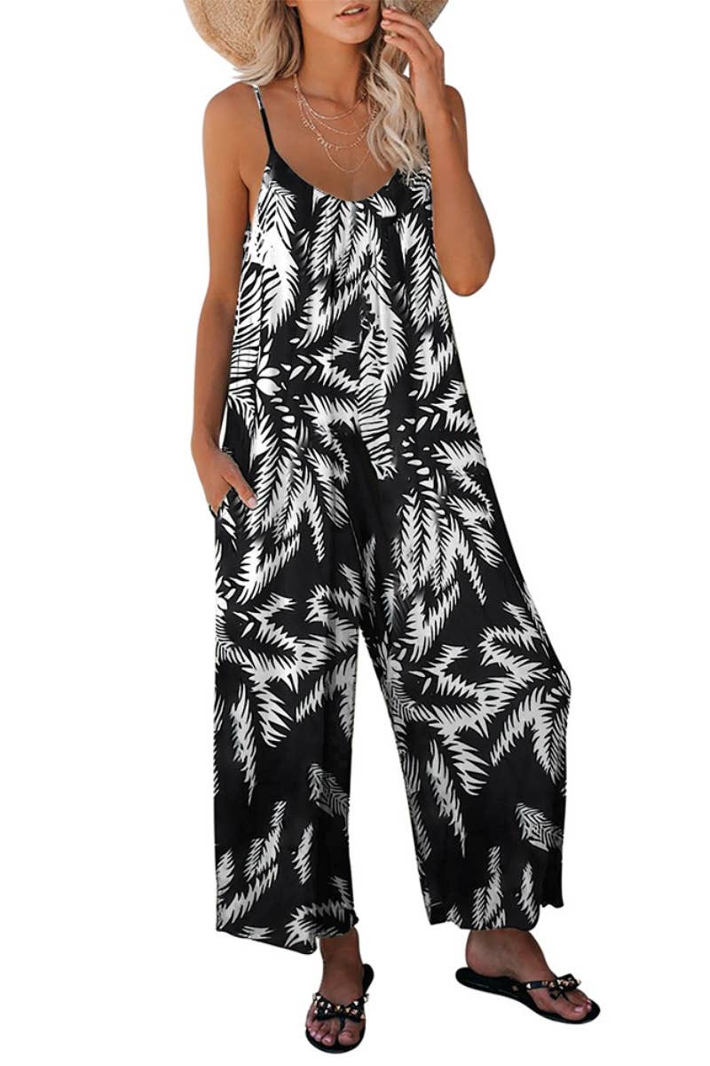 CWSJS1112_SLEEVELESS PRINTED HALTER ROMPER MID-LENGTH