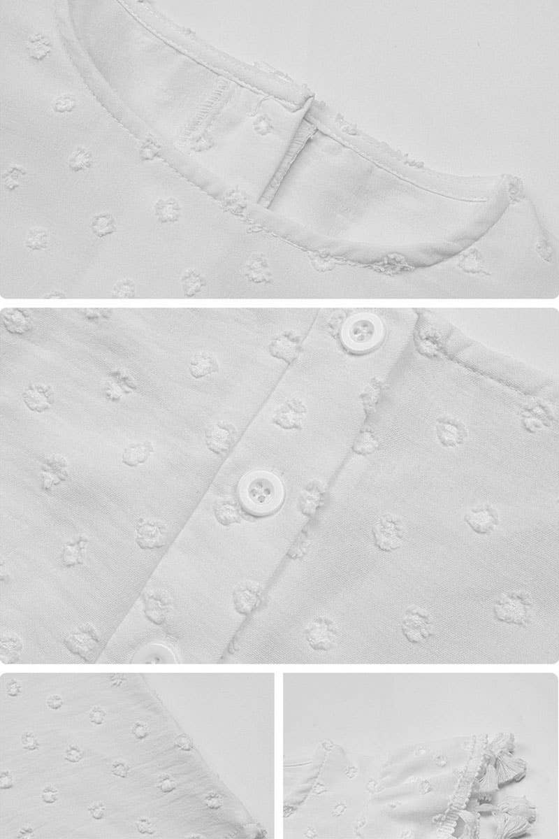 CWTTL1956_WOMEN'S DESIGNER TASSEL STITCHING SOLID COLOR SHIR