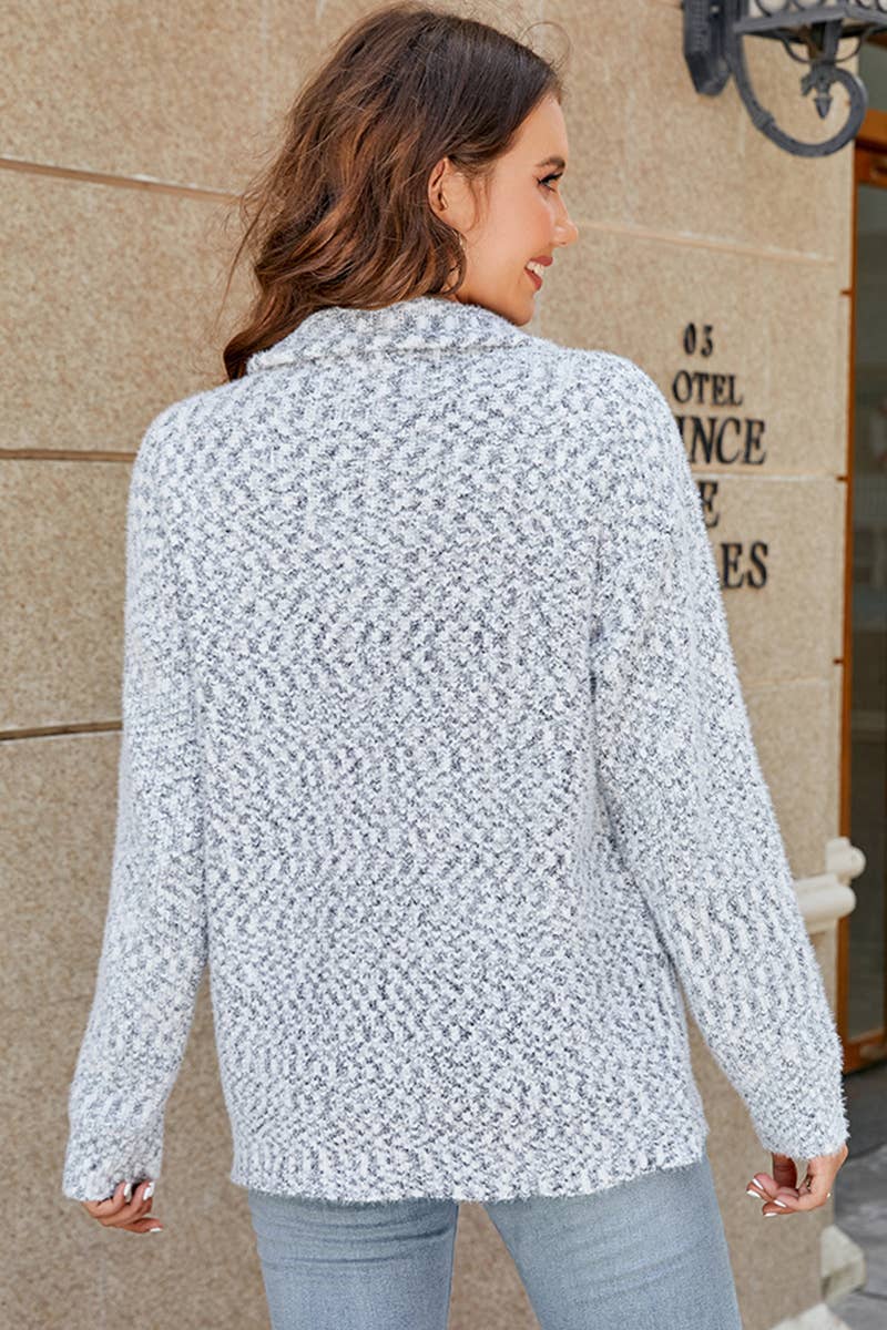 CWOJA497  Casual Zip-Up Long Sleeve Cardigan Sweater