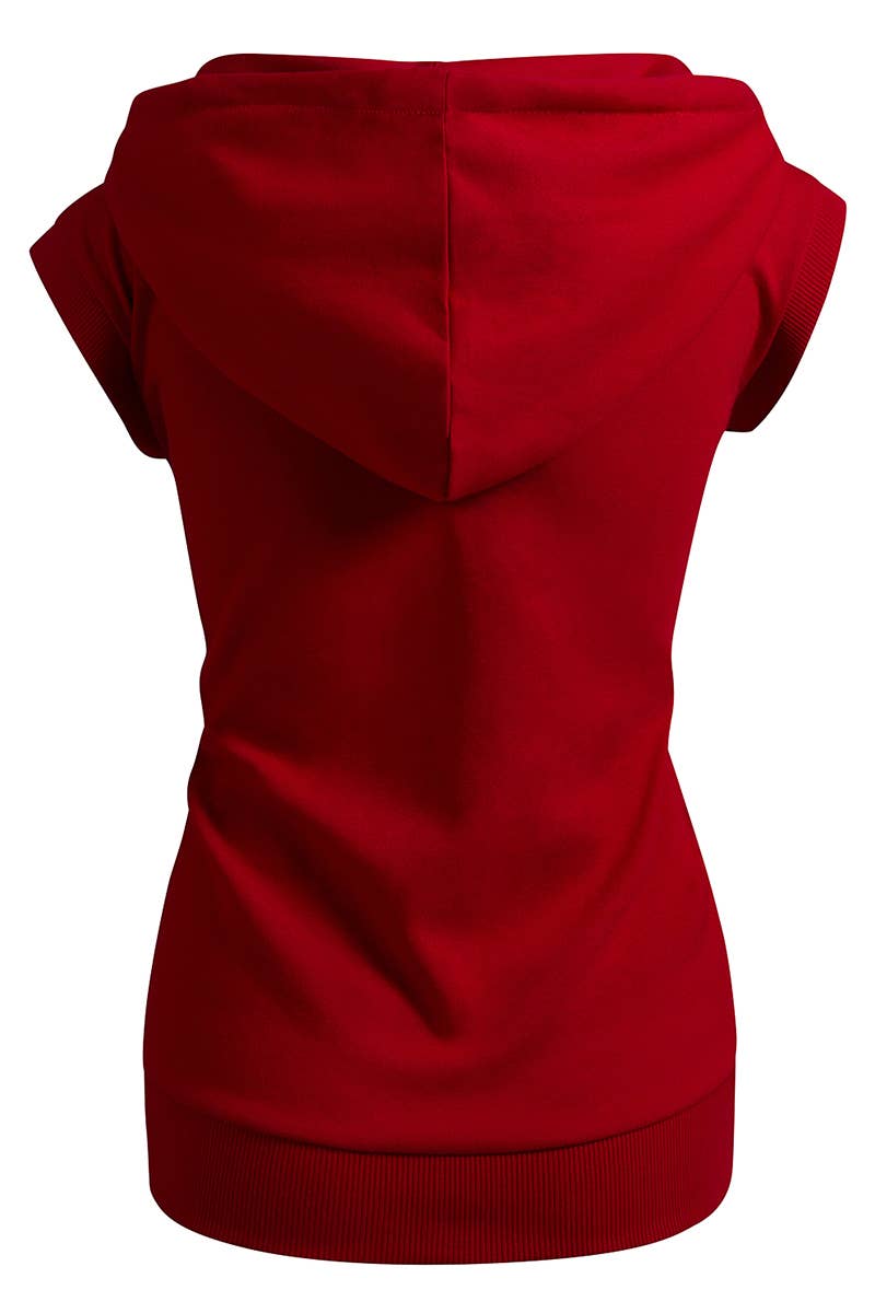 KWOHOSL003_Sleeveless Hoodies Basic Hoodie Zip Up