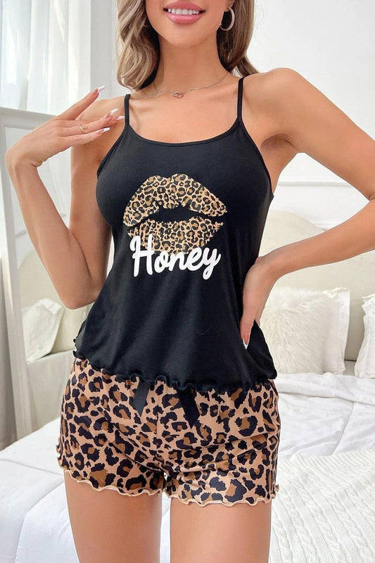 CWSPJ00481_PRINTED MILK SILK CAMI AND SHORTS LOUNGEWEAR