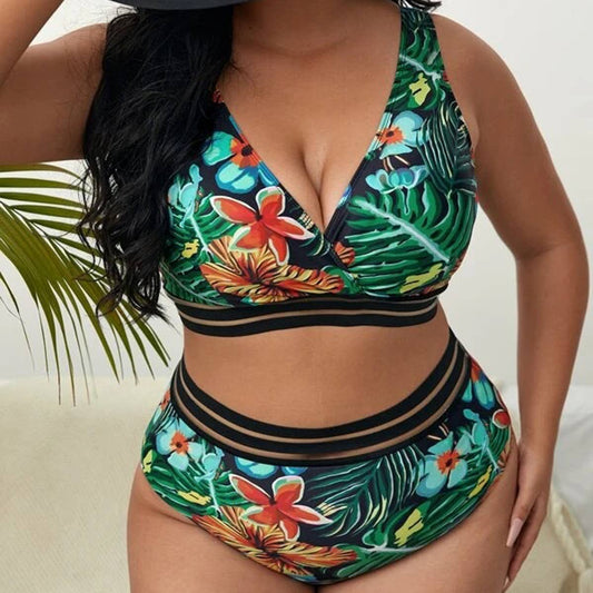 WOMEN SWIMSUIT HIGH WAIST SPLIT BIKINI