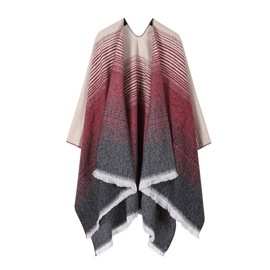 CAPE DARK DOUBLE-SIDED WARM OUTER WEAR THICK SHAWL_CWASC2124