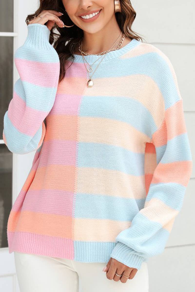 CWOSWL1674_Crew Neck Long Sleeve Pullover Sweater
