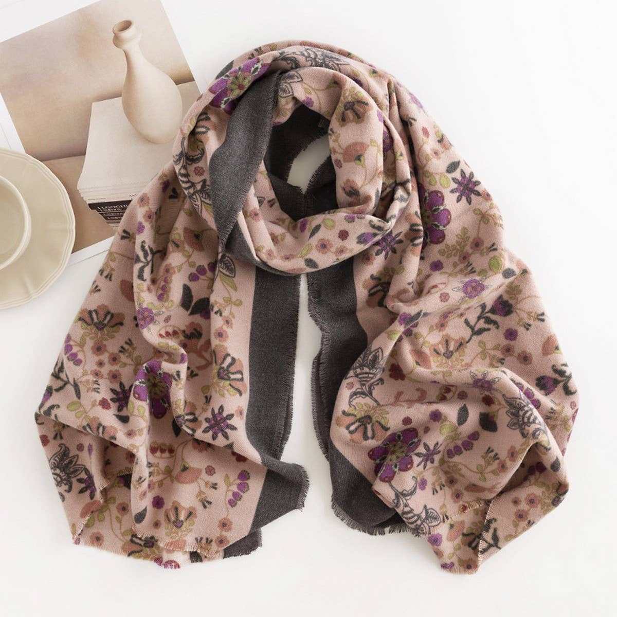 CWASC2724_CREAM SWEET GIRL STYLE PRINTED SCARF SHAWL