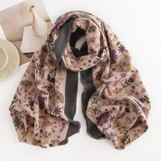 CWASC2724_CREAM SWEET GIRL STYLE PRINTED SCARF SHAWL