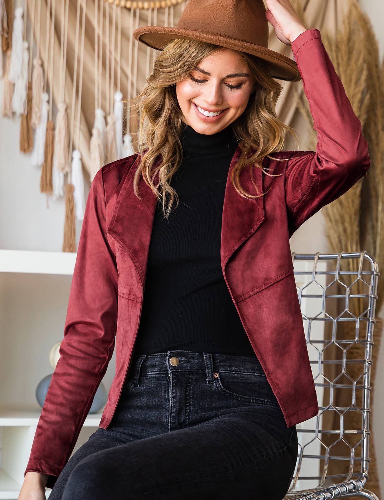 CWOJA707_FAUX SUEDE LEATHER MOTO OVER HIP JACKET