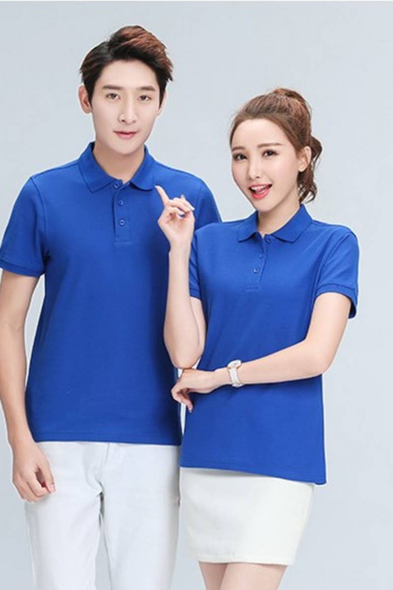 CWTBLS02444_SOLID COLOR CASUAL SHORT-SLEEVED POLO SHIRT