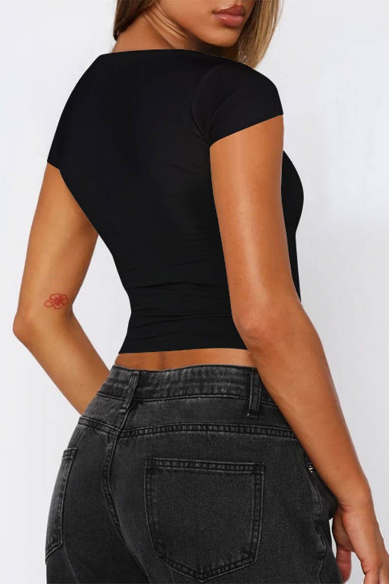 CWTTS1428_SPORTS YOGA WEAR SEXY HOT GIRL T-SHIRT