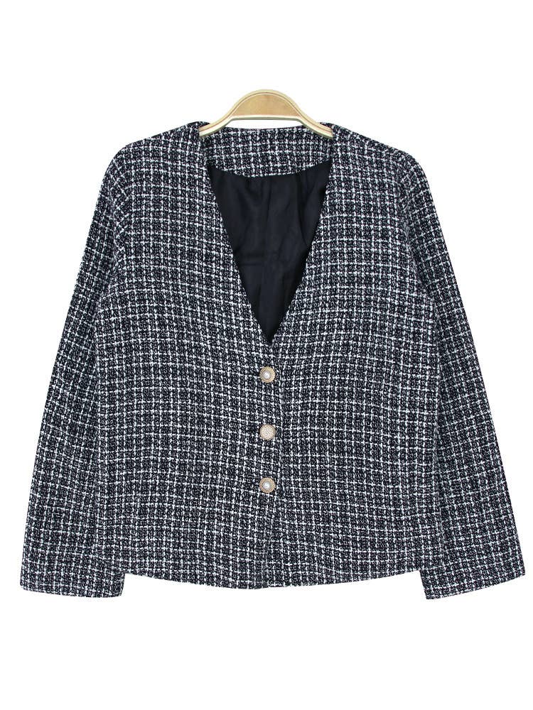 CASUAL KNITTED WOOLEN PEARL BUTTON CARDIGAN