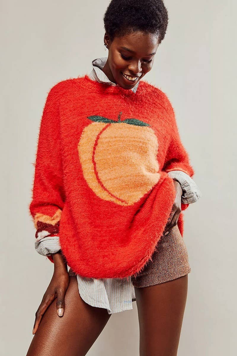 CWOSWL07747_2025 WINTER COZY LOOSE FIT PRINTED KNIT SWEATER