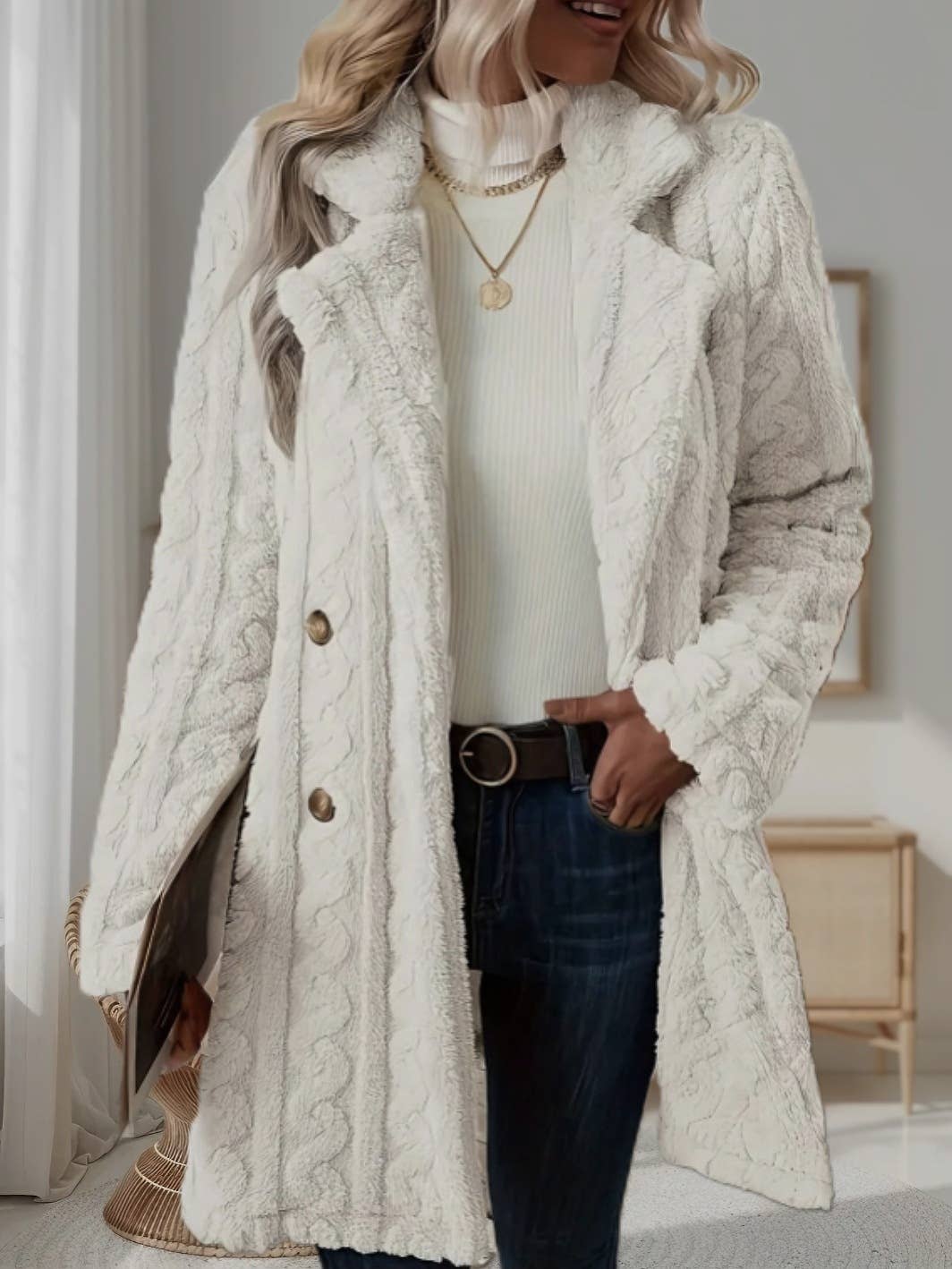 COZY SUIT COLLAR DOUBLE-BREASTED PLUSH JACKET