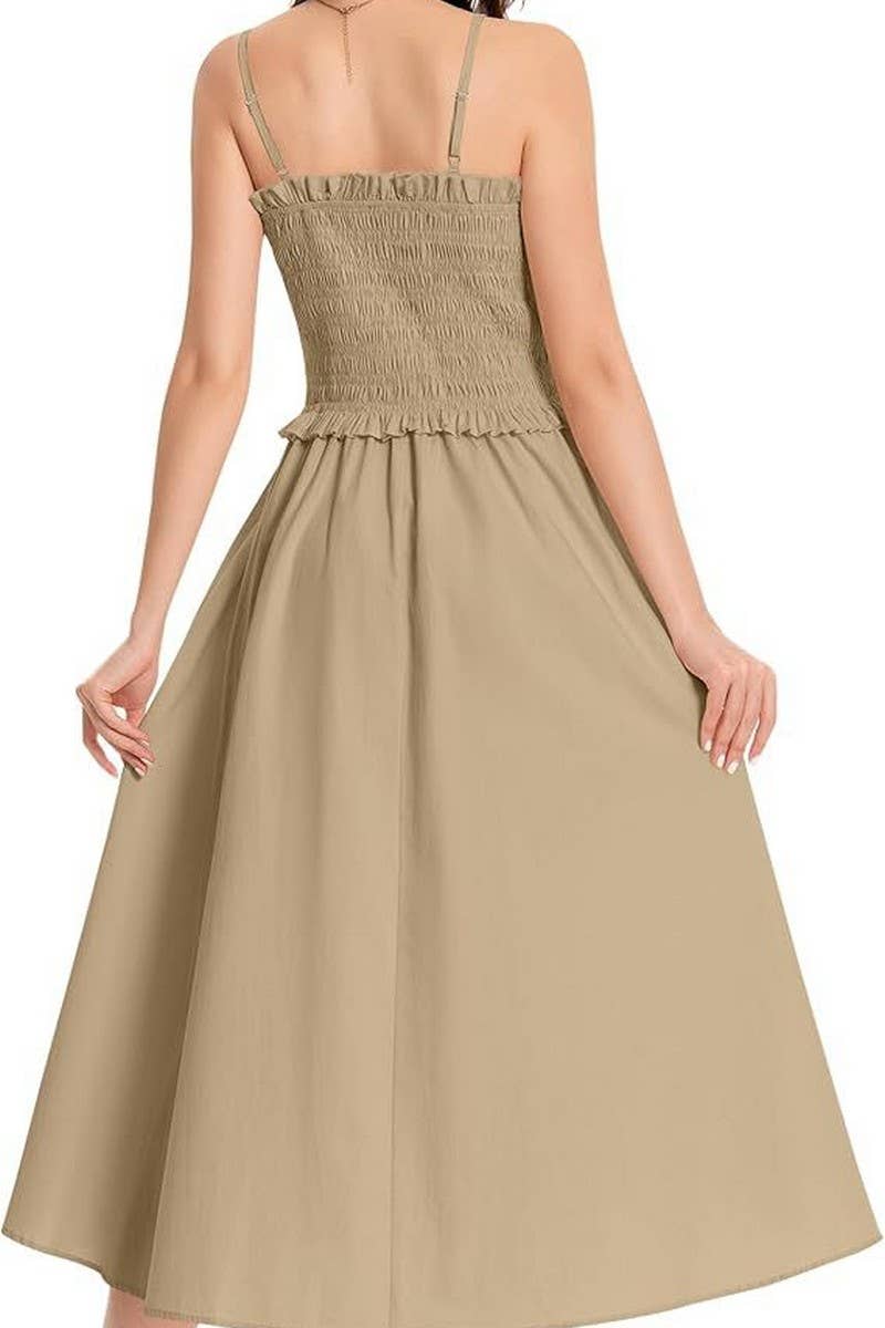 CWDMD5855_SOLID SLIM FIT WAIST TIE STRAP MAXI DRESS