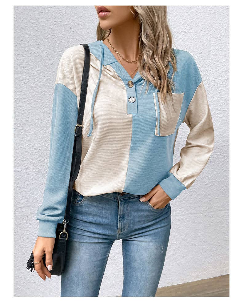 CASUAL HOODIE IN CONTRASTING COLORS FOR WOMEN