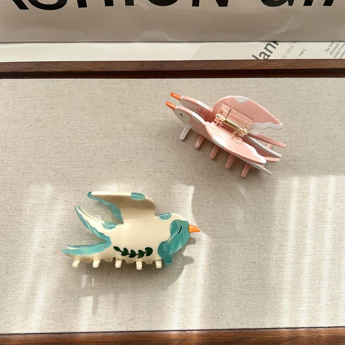 Swallow Acetate Hair Claw, Bird-Inspired Back Clip