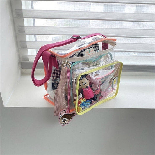 COLOR MATCHING TRANSPARENT BEACH BAG SHOULDER BAG_CWAB1921